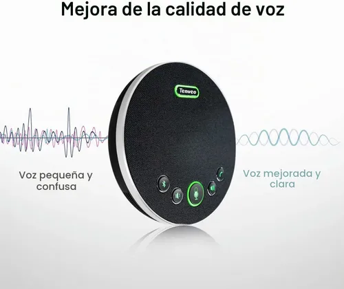 Vista 5 de Tenveo Micrófono de altavoz de conferencia, conectividad Bluetooth/Dongle/USB, 4 micrófonos de ruido AI y captación de sonido de 360°, compatible