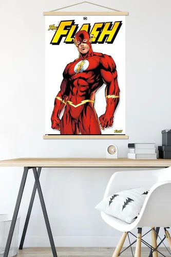 Vista 5 de Trends International DC Comics - Póster de pared con marco magnético The Flash Feature Series Juego de perchas de madera de haya y impresión de alta