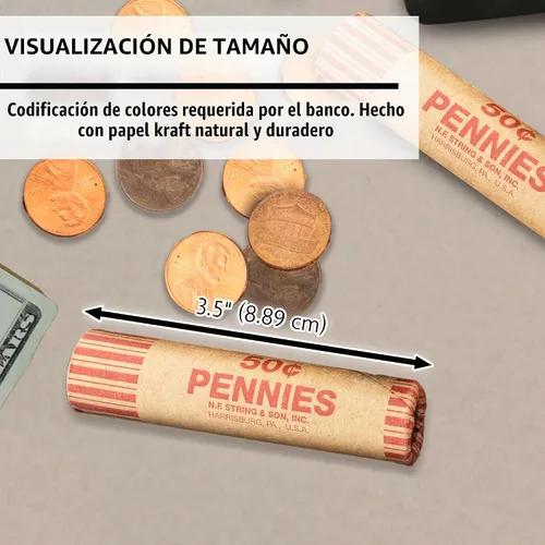 Vista 2 de Bazic 5011 Envoltorios para Monedas de un Centavo, 36 por Paquete