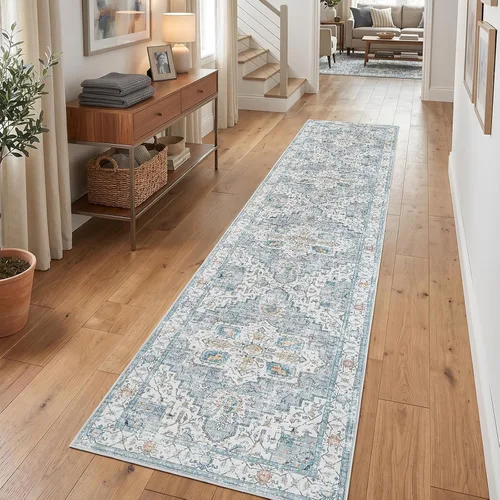 Vista 26 de jinchan Alfombra de área pequeña lavable floral vintage, alfombra de entrada simétrica de medio círculo de 2 x 3, alfombra de entrada suave de pelo