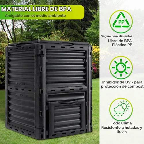 Vista 5 de F2C Contenedor de Compost de Jardín de Material Libre de BPA - 80 Galones (300 L) Contenedor de Compost Grande con Aireación Caja de Compost