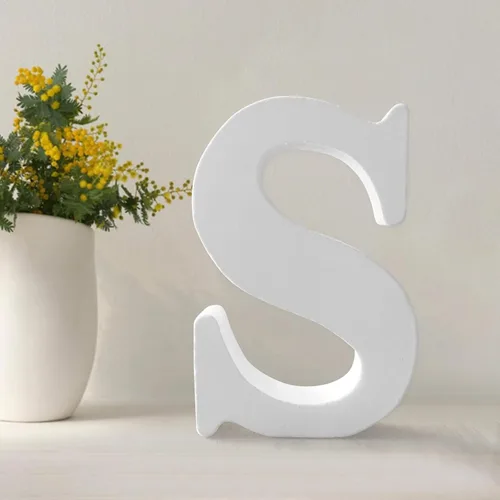 Vista 20 de Letras de madera de 4.3 pulgadas, letras blancas de madera sin terminar para injerto, letras de madera para decoración de pared, letras pie