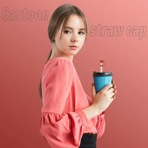 Vista 5 de WELTAZ Juego de 2 fundas de paja de manzana para Stanley Cup, color rojo, 0.394 in de diámetro, aptas para lavavajillas, fundas reutilizables