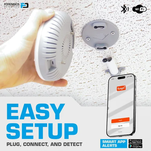 Vista 5 de Detector de Vapeo de Forensics para Escuelas, Hogar, Hoteles, Negocios Alarmas de Celular WiFi Sensor Super Sensible de Dispersión Láser