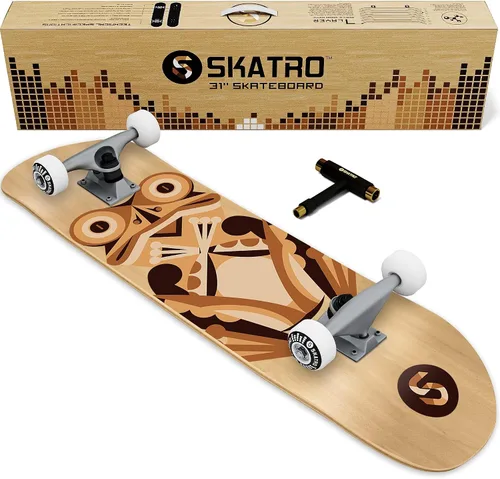 Vista 11 de Skatro - Patineta profesional de 31 pulgadas completa. Tabla de patinaje para edades: adultos, niños, principiantes y niñas