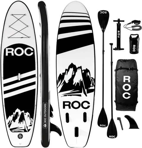 Vista 27 de Roc Tabla de remo inflable con accesorios y mochila de alta calidad, cubierta antideslizante, bolsa impermeable, correa, remo y bomba de mano.