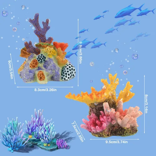 Vista 7 de 2 plantas de acuario, coral artificial, decoración de arrecifes de coral para paisaje de peceras