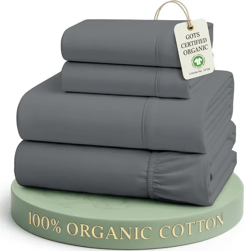 Vista 39 de LANE LINEN - Juego de 2 sábanas de fibras largas 100 % algodón orgánico, percal de fibras largas, ultrasuave y transpirable, para colchones de hasta