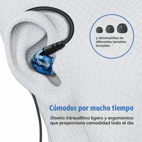 Vista 4 de Auriculares individuales estéreo a mono con cable con micrófono y control