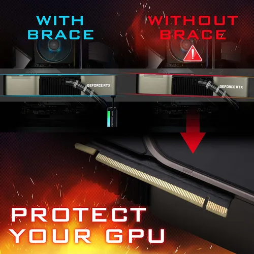 Vista 3 de EZDIY-FAB Soporte de soporte de GPU,Soporte de tarjeta gráfica ARGB de 5V 3PIN, Soporte de soporte de GPU altura ajustable,Soporte de aluminio