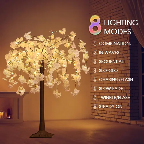 Vista 7 de [Usado] Árbol de cerezo iluminado con luz LED, blanco cálido