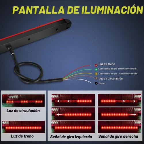 Vista 3 de Nilight Luz de remolque de 16 pulgadas, 12 LED rojos, luces de freno secuenciales, intermitentes, impermeables, barra de identificación trasera
