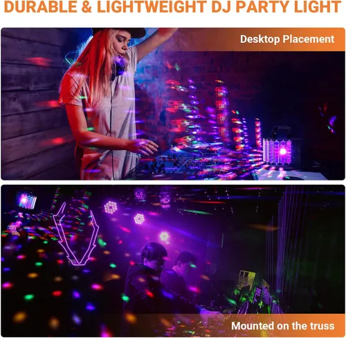 Vista 5 de Luz de DJ de escenario para fiesta, LaluceNatz 30 W, efectos de haz de iluminación de DJ coloridos por sonido activado por control remoto DMX