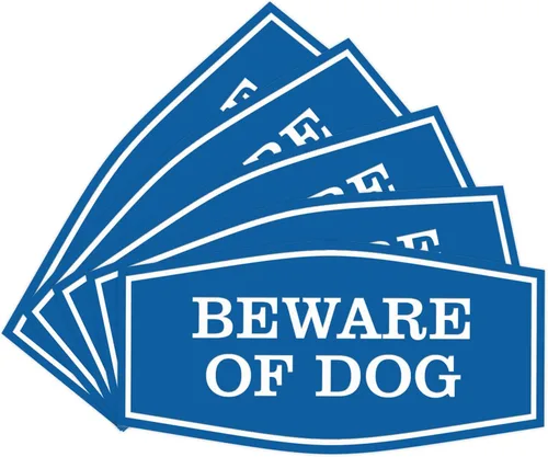 Vista 30 de All Quality Fancy Beware of Dog Letrero Material duradero Señales de seguridad para el hogar Fácil de instalar (negro/oro), mediano, 1 paquete