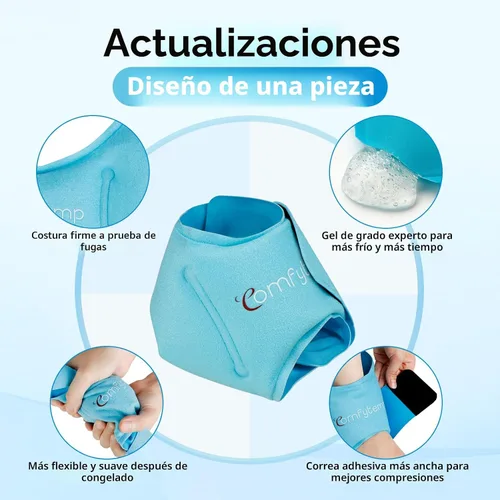 Vista 8 de Comfytemp Bolsa de hielo de tobillo para fascitis plantar, hinchazón, alivio del dolor de pies, paquetes de hielo de gel para lesiones Azul