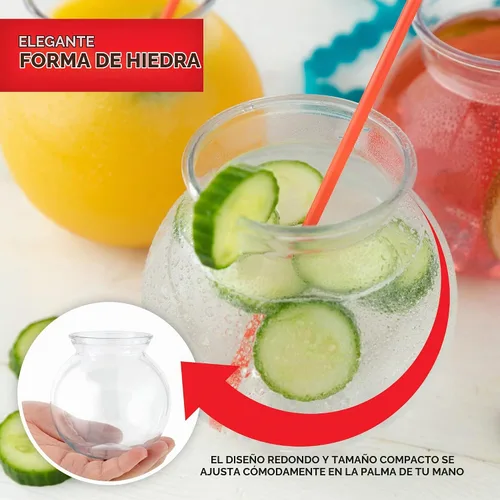 Vista 4 de Cuencos pequeños redondos de plástico para fiestas (paquete de 12) mini tazón transparente de 16 onzas, vasos inastillables para bebidas, centros