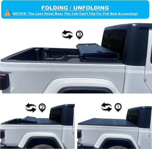 Vista 4 de Mamoru Cubierta rígida Tri Fold de 5'7" Tonneau para Nissan Titan 2004-2015 FRP Cubierta de caja de camión Ajuste para el sistema de riel