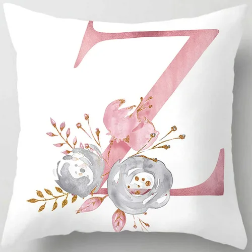Vista 28 de Fundas de almohada rosa, lindas fundas de almohada decorativas con alfabeto, fundas de cojín cuadradas, protectores de almohada con letras