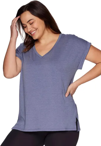 Vista 3 de RBX Active - Camiseta de manga corta para mujer, ajuste relajado, transpirable, para correr, entrenamiento, yoga