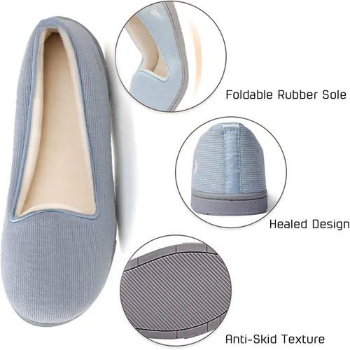 Vista 33 de Wishcotton Pantuflas ligeras de espuma viscoelástica para mujer, cómodas y antideslizantes, para interiores y exteriores