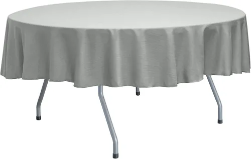 Vista 86 de Ultimate Textile Mantel redondo reversible Shantung Satin Majestic de 84 pulgadas, color rosa hielo
