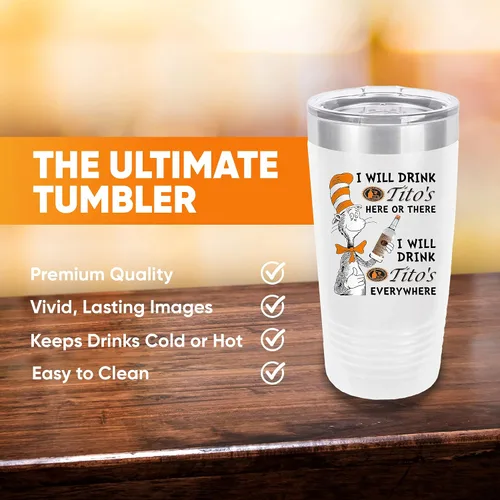 Vista 2 de Polar Camel Tito's Funny - Vaso térmico de acero inoxidable de 20 onzas, vaso aislado al vacío con tapa transparente, gran vaso de viaje, vasos