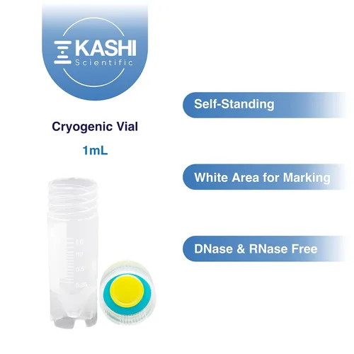 Vista 2 de Kashi Scientific Crioviales de rosca de 0.0 fl oz con tapa de rosca externa, frasco criogénico autosuficiente, junta tórica de silicona
