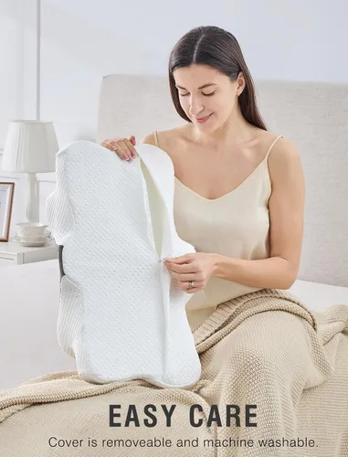 Vista 8 de DISSA Almohada cervical cervical para dormir de lado, almohada ergonómica de espuma viscoelástica con soporte ortopédico ajustable para el cuello
