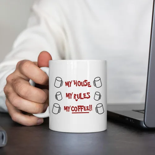 Vista 7 de My House My Rules My Coffee - Knives Out - Taza de café de cerámica de alta calidad para el verdadero conocedor del café, taza de café divertida