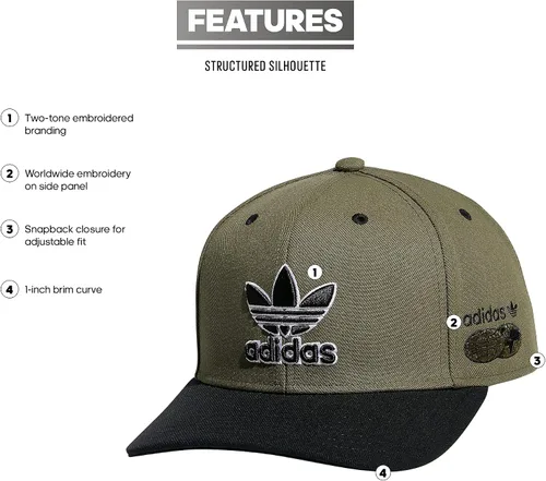 Vista 2 de adidas Originals Sombrero de ajuste ajustable estructurado moderno para hombre