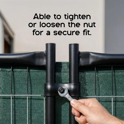 Vista 4 de FenceScreen Juego de abrazaderas de acero galvanizado con recubrimiento de polvo negro de 1-3/8 pulgadas con herrajes para paneles de cercado
