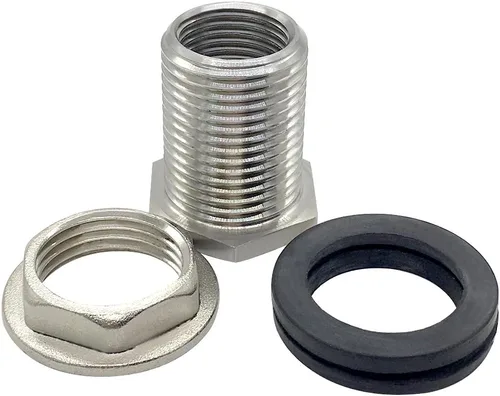 Vista 4 de Beduan Manguera de jardín inoxidable para mamparo, conector de tanque de agua macho de 3/4 GHT a 1/2 hembra, montaje a granel para barriles