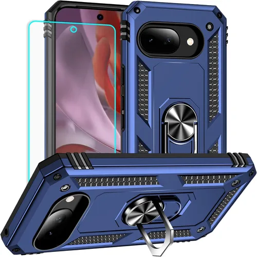Vista 13 de Yiakeng Funda para Google Pixel 7: con protector de pantalla, fundas protectoras de grado militar con soporte de anillo de dedo para Pixel 7