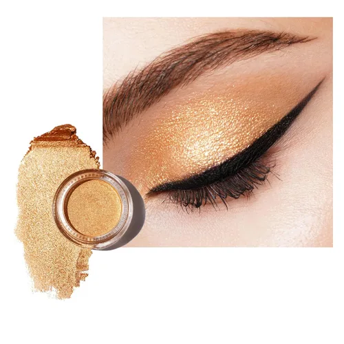 Vista 28 de Oulac Sombra de ojos en crema blanca brillante Iluminador a prueba de agua y sombra de ojos con purpurina de larga duración, color natural