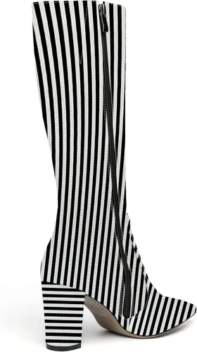 Vista 124 de AMBELIGHT Botas altas hasta la rodilla con cremallera y puntera puntiaguda para mujer, de patente sólida, tacón alto, 3.3 pulgadas