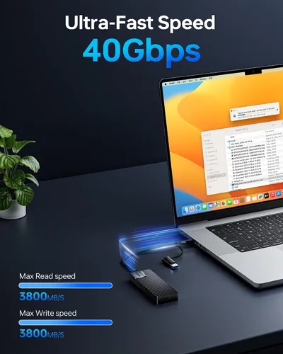 Vista 2 de Carcasa M.2 NVMe, carcasa SSD M.2 de 40 Gbps compatible con M4/Pro/Max MacBook Mac Mini, compatible con SSD tamaño 2230/2242/2260/2280 B+M M-Key