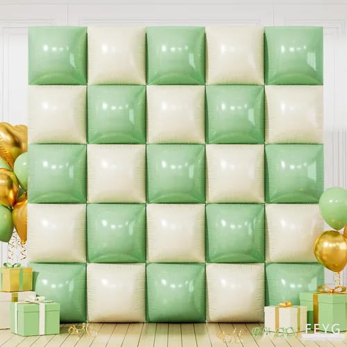 Vista 16 de Globos cuadrados metálicos dorados y negros de doble cara para pared, globos de aluminio cromado de 19 pulgadas, kit de arco de túnel para despedida