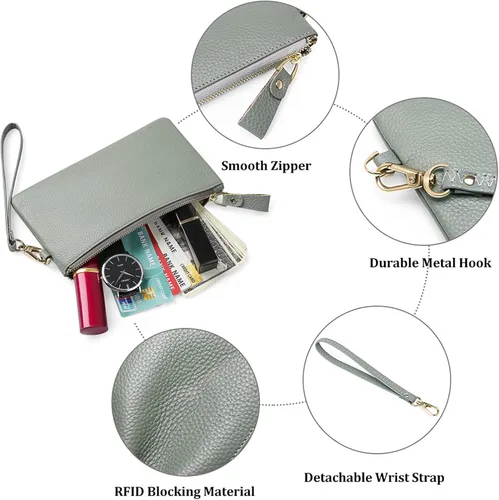 Vista 4 de GOIACII Carteras para mujer, bloqueo RFID, ultradelgadas, cuero real, tarjetero de crédito