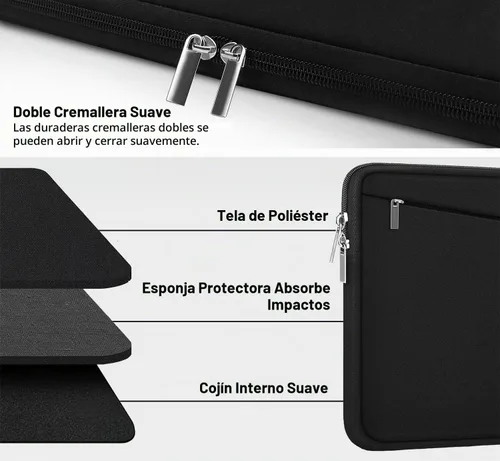 Vista 2 de Funda para portátil de 13.3 pulgadas, bolsa de transporte para computadora portátil de 14 pulgadas resistente, funda protectora compatible