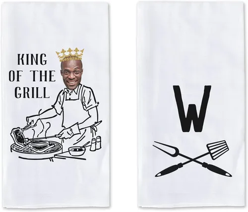 Vista 19 de Toalla de cocina personalizada para BBQ Kings – Divertido juego de toallas de cocina. 100% algodón hilado en anillo puro, toallas de cocina súper