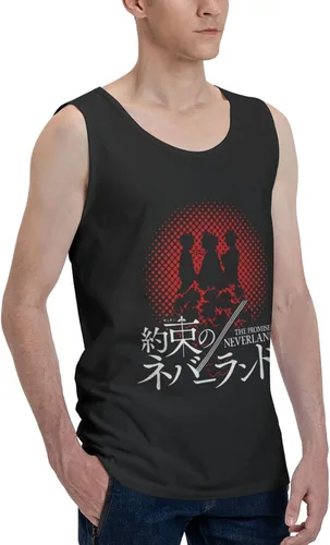Vista 2 de Anime Manga The Promised Neverland Tank Top Mens Summer Crew Neck Vest Cotton Fashion Sleeveless Shirts