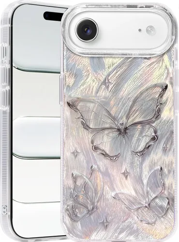 Vista 92 de I-MGAE-IN-AR Funda compacta para iPhone 11, diseño de mariposa, marco de protección de lente de cámara con diamante 3D, bonitas fundas protectoras