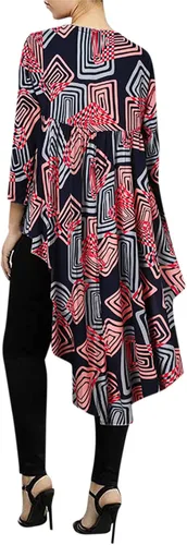 Vista 2 de ZANZEA Blusa de manga larga con dobladillo irregular para mujer, blusa casual con estampado de volantes