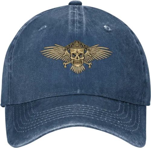 Vista 2 de Cowboy Hat Trendy Hats for Man and Women Djustable Four Season Outdoor Baseball Cap of Hell Skull with Angel Navy Blue