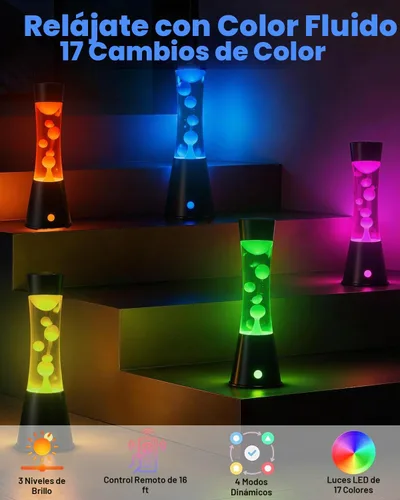 Vista 4 de AONESY Lámpara de movimiento líquido con control remoto y temporizador de 12 horas, luz nocturna que cambia de 17 colores, lámpara de mesa LED