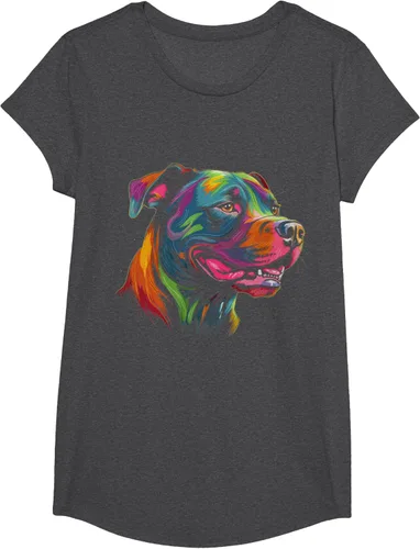 Vista 45 de Pit Bull Mom Dog Lover Colorido Artistic Pitbull Owner - Camiseta para mujer, Negro
