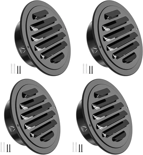 Vista 9 de Rejillas de ventilación de acero inoxidable de 10 cm, HG Power, cubierta redonda con malla de pantalla, rejilla de ventilación de aire para pared