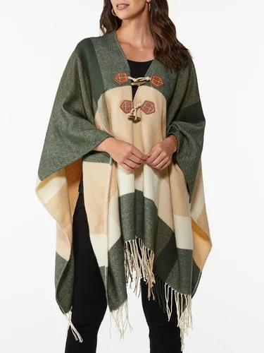 Vista 95 de Moss Rose Chal de viaje para mujer, capa tipo poncho de frente abierto para otoño e invierno