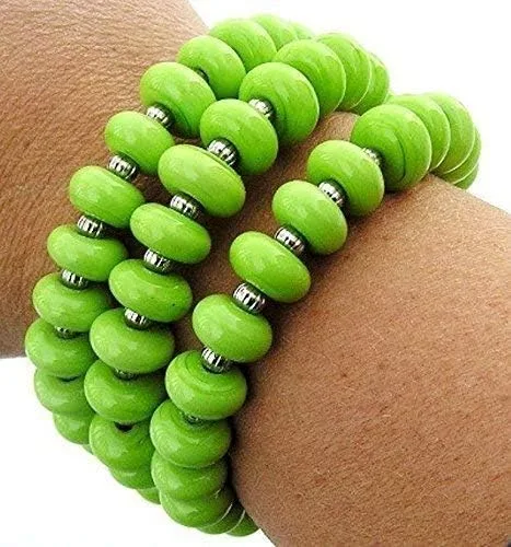 Vista 2 de Lime Green Beaded Handmade Wrap Bracelet, Girl's Fashion, Women's Fashion, Novelty Bracelet, Novelty Jewelry, Fashion Bracelet