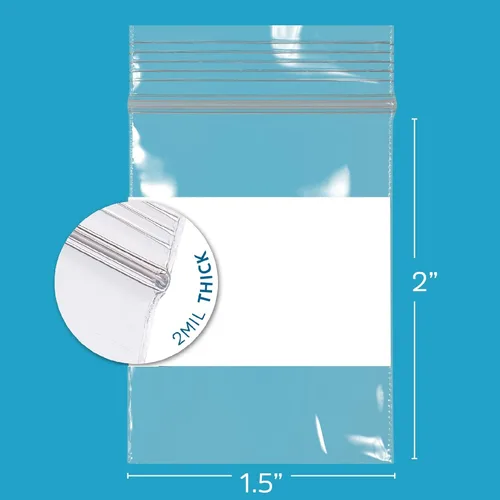 Vista 2 de GPI Paquete de 100 bolsas de plástico transparente de 1.5 x 2 pulgadas con cierre de cremallera, bolsas de polietileno resistentes y duraderas de 2
